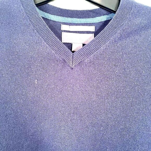 MENS NAVY SWEATER EDDIE BAUER COTTON MERINO SIZE TL - Picture 4 of 6